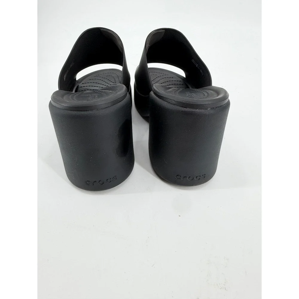 Crocs Brooklyn High Wedge Sandal Black Platform Mules Womens Size 6 206222-060